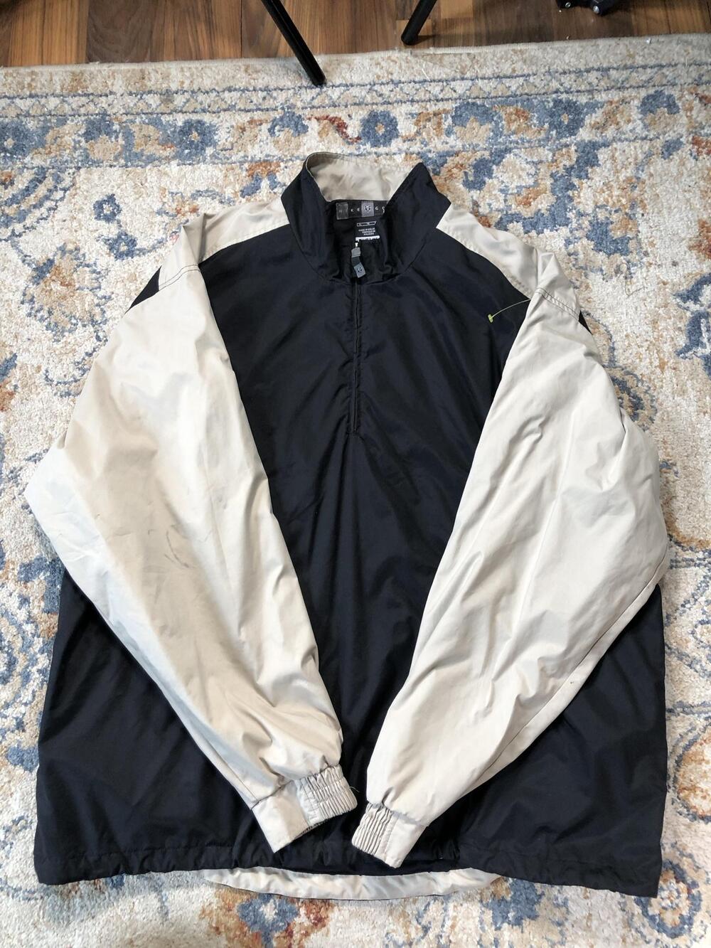 Nike Golf Pullover Jacket Mens XL Black Tan Clima-FIT 1/4 Zip Windbreaker